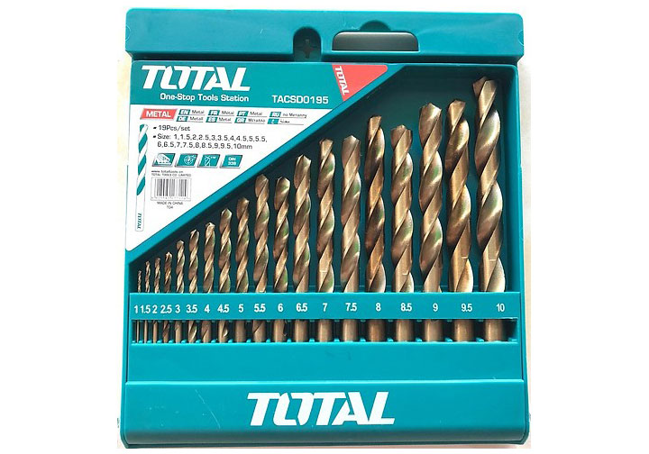 1-10mm Bộ mũi khoan kim loại HSS 19 chi tiết Total TACSD0195