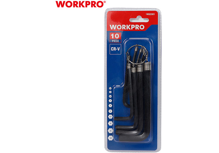 1.5-10mm Bộ lục giác đầu bằng (loại ngắn) 10 chi tiết Workpro WP222001