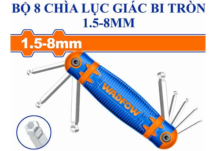 1.5-8mm Bộ lục giác xếp đầu bi 8 chi tiết Wadfow WHK2281