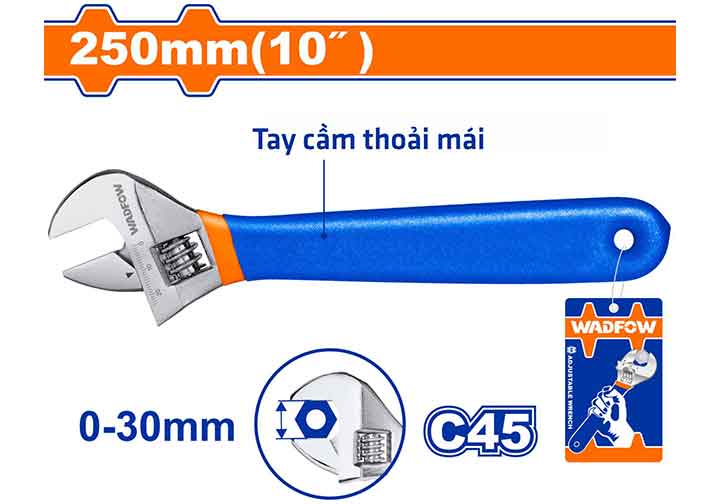 10" Mỏ lết cán màu xanh Wadfow WAW5110