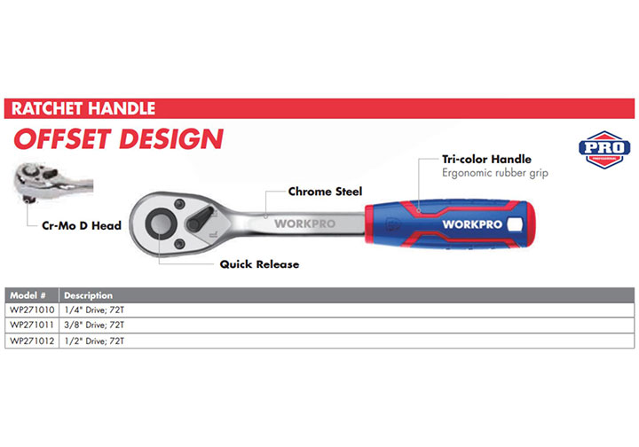 1/2" Tay vặn gắn đầu tuýp tự động 72 răng Workpro WP271012