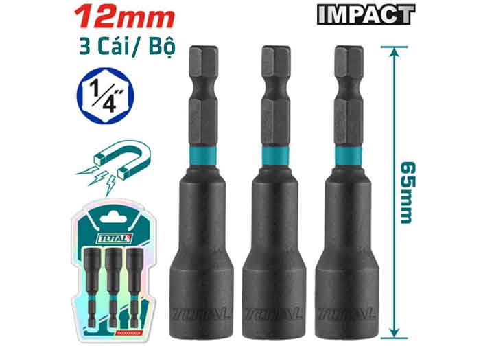 12mm Bộ mũi bắn tôn 3 chi tiết 1/4" Total TAC271231