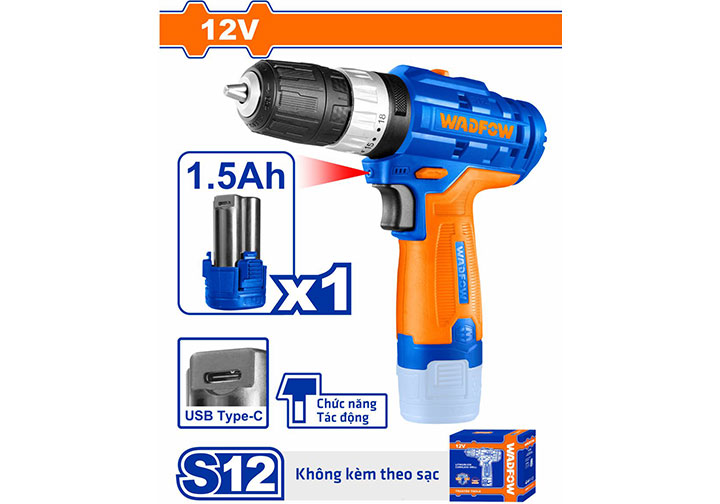 12V Máy khoan búa dùng pin Wadfow WCDS540