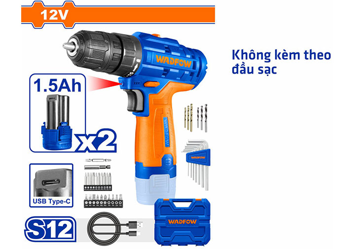 12V Máy khoan vặn vít dùng pin Wadfow WCDS525