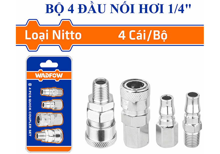 1/4" Bộ 4 đầu nối hơi Wadfow WQP4673