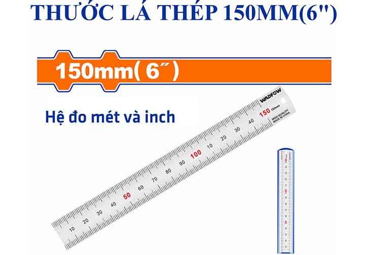 150mm Thước lá hệ mét và inch Wadfow WRU1315