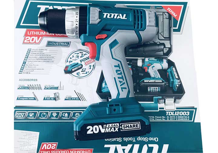 20V Máy khoan vặn vít dùng pin 47 chi tiết Total TDLI2003