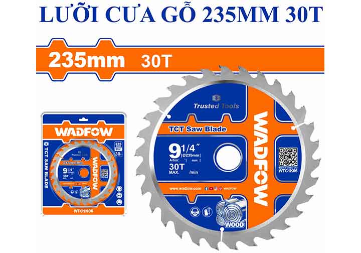 235mm Lưỡi cắt gỗ 30 răng Wadfow WTC1K06