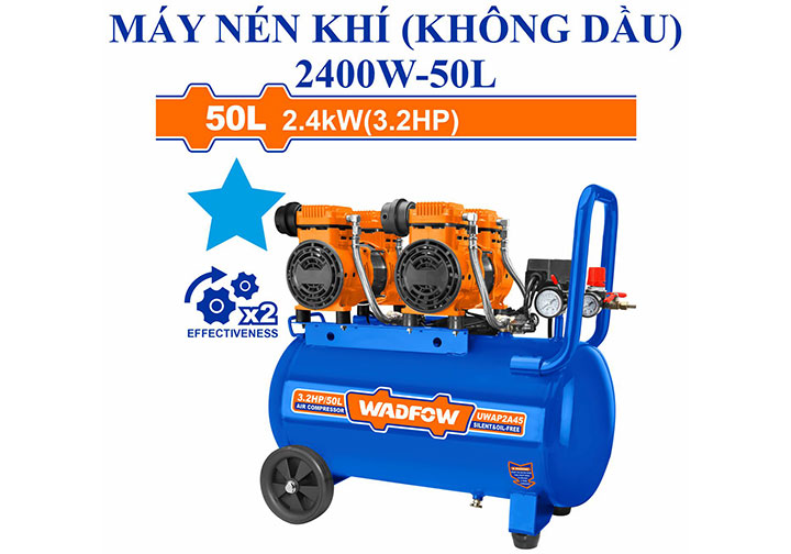 2400W (3.2HP) Máy nén khí không dầu 50 lít Wadfow WAP2A45