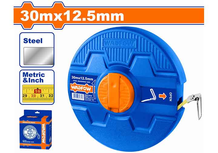 30mx12.5mm Thước cuộn thép hệ inch và mét Wadfow WMT3530