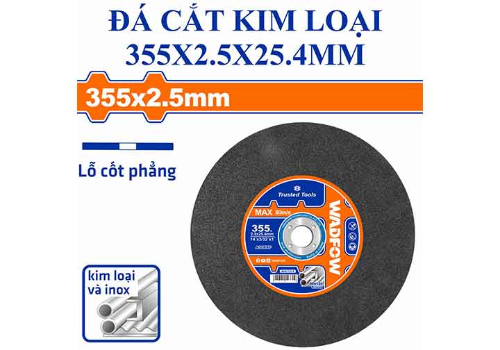 355x2.5x25.4mm Đá cắt kim loại (sắt và inox) Wadfow WAC1314