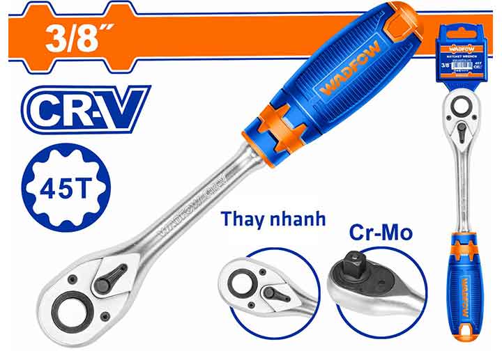 3/8" Cần siết đầu tuýp 45 răng Wadfow WRW1238