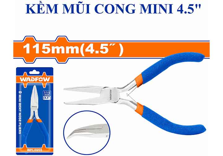 4.5" Kìm mũi nhọn cong mini Wadfow WPL0955