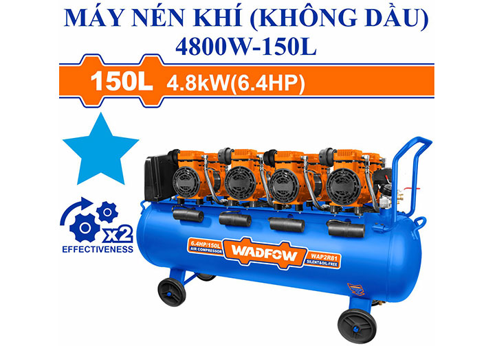 4800W (6.4HP) Máy nén khí không dầu 150 lít Wadfow WAP2R81