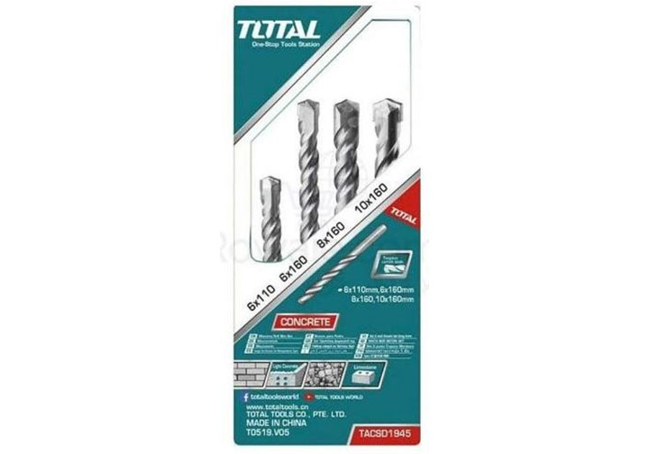 6-10mm Bộ mũi khoan bê tông 4 chi tiết Total TACSD1945