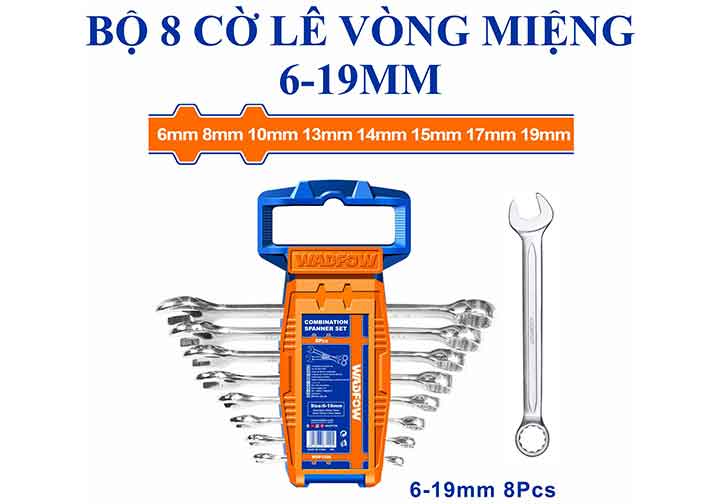 6-19mm Bộ cờ lê vòng miệng 8 chi tiết Wadfow WSP1208