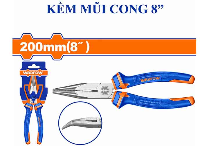 8" Kìm mũi nhọn cong Wadfow WPL4C08