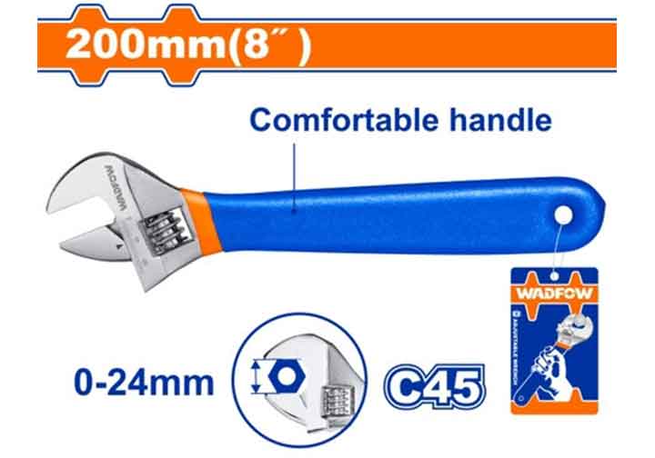 8" Mỏ lết cán màu xanh Wadfow WAW5108