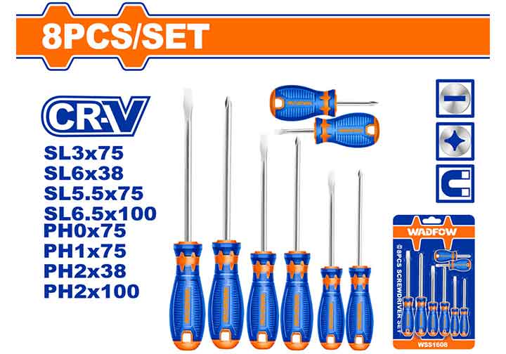 Bộ tuốc nơ vít 8 chi tiết Wadfow WSS1408