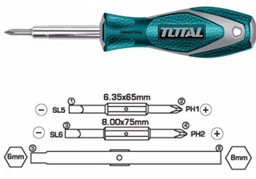 Bộ tuốc nơ vít (tô vít) 6 đầu Total THT2506076