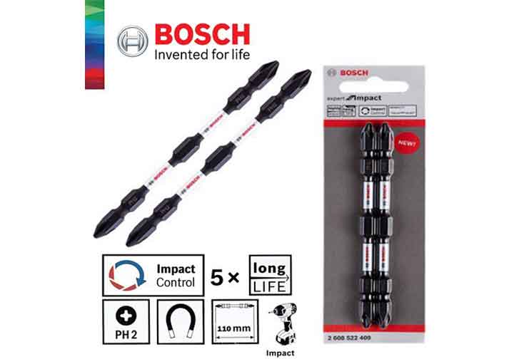 PH2x110mm Bộ mũi vặn vít bake hai đầu 2 chi tiết Bosch 2608522409