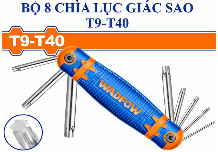 T9-T40 Bộ lục giác xếp đầu sao 8 chi tiết Wadfow WHK3281